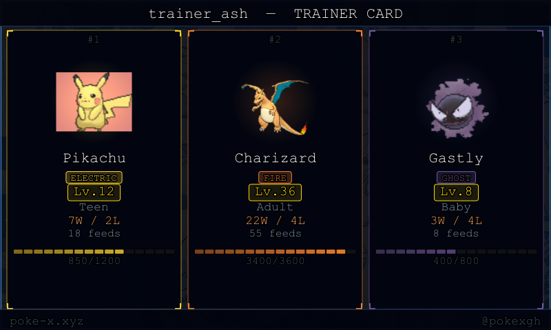 Team card showing 3 pokemon